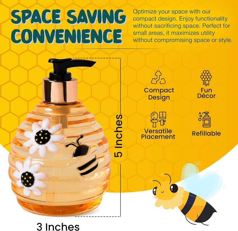 simple pleasures Beehive Sweet Honey Lemon Scented Liquid Hand Soap Dispenser - Plastic Novelty Decorative Refillable Hand Pump for Kitchen Countertops and Bathroom Sinks - Image 5